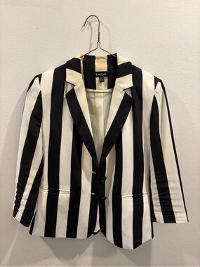 Black and White Striped Blazer